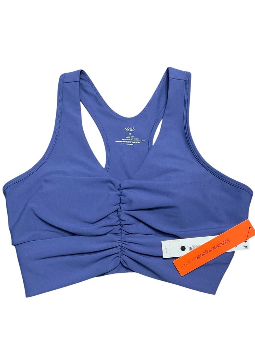 Aqua Athletic Shirred Racerback Bra Top Size Medium NWT